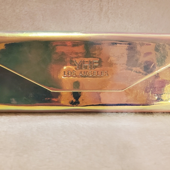 YHF Los Angeles Stephanie Blue Transparent Aviator Sunglasses & Iridescent Case - Picture 10 of 12